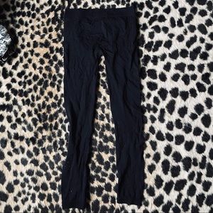 Pink Rose stretchy black leggings